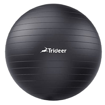 Trideer Extra Thick Yoga Ball Exercise Ball, 5 Sizes Ball Chair, Heavy Duty Swiss Ball for Balance, Stability, Pregnancy, Physical Therapy, Quick Pump Included (Black, L (58-65cm))