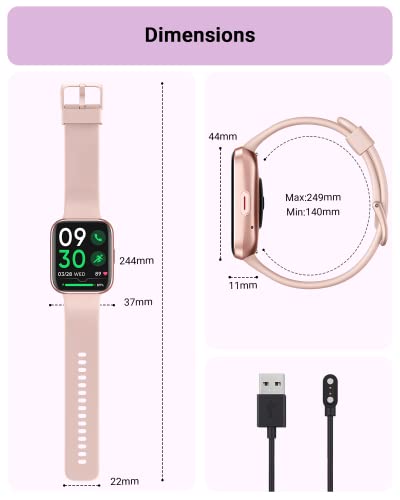 Smart Watch for Men Women(Call Receive/Dial), Alexa Built-in, 1.7" Touch Screen Fitness Tracker with Heart Rate Sleep Tracking, 60 Sports Modes, 5ATM Waterproof Smartwatch for Android iPhone, Pink