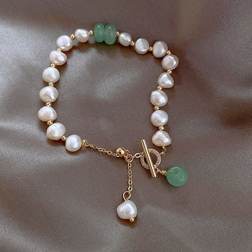 Classic Fashion Natural Stone Pearl Pendant Bracelet For Woman Exquisite New Lucky Cuff Bracelet Anniversary Gift Luxury Jewelry