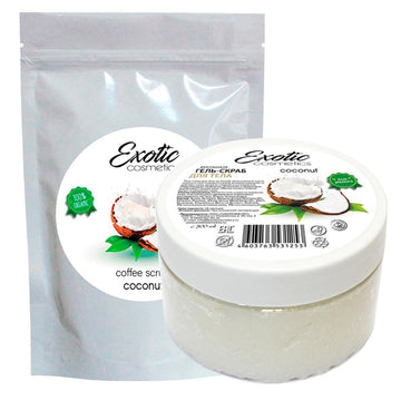 Set of body scrubs (coffee scrub coconut and sugar scrub coconut), 2 PCs exotic cosmetics, Bath, For bath, Goods for bath, For Shower, Body care for women, Body peeling, Сoffee crub, Sugar scrub, For body Anti-cellulit